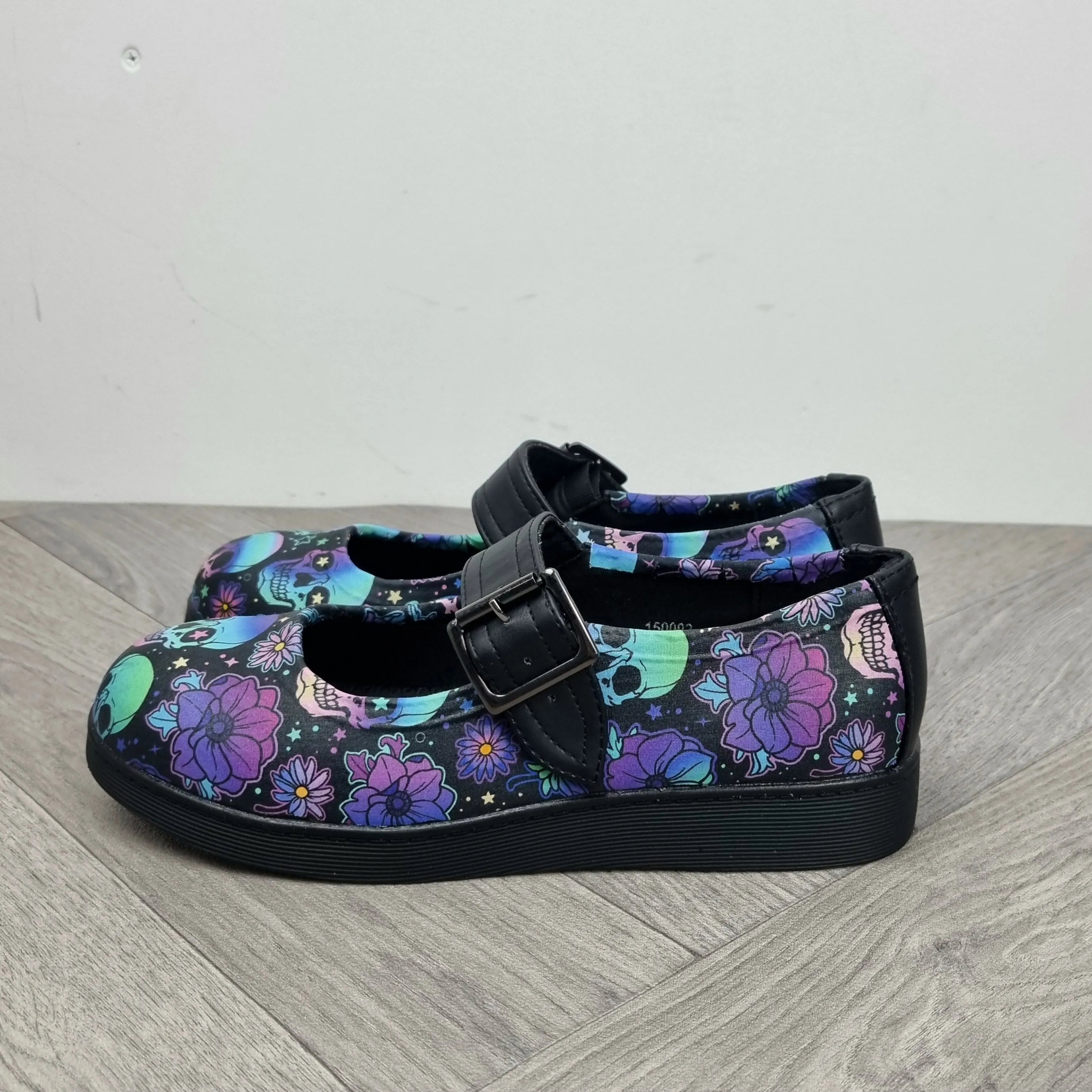 Blue skulls and flowers Mary Jane's Pumps