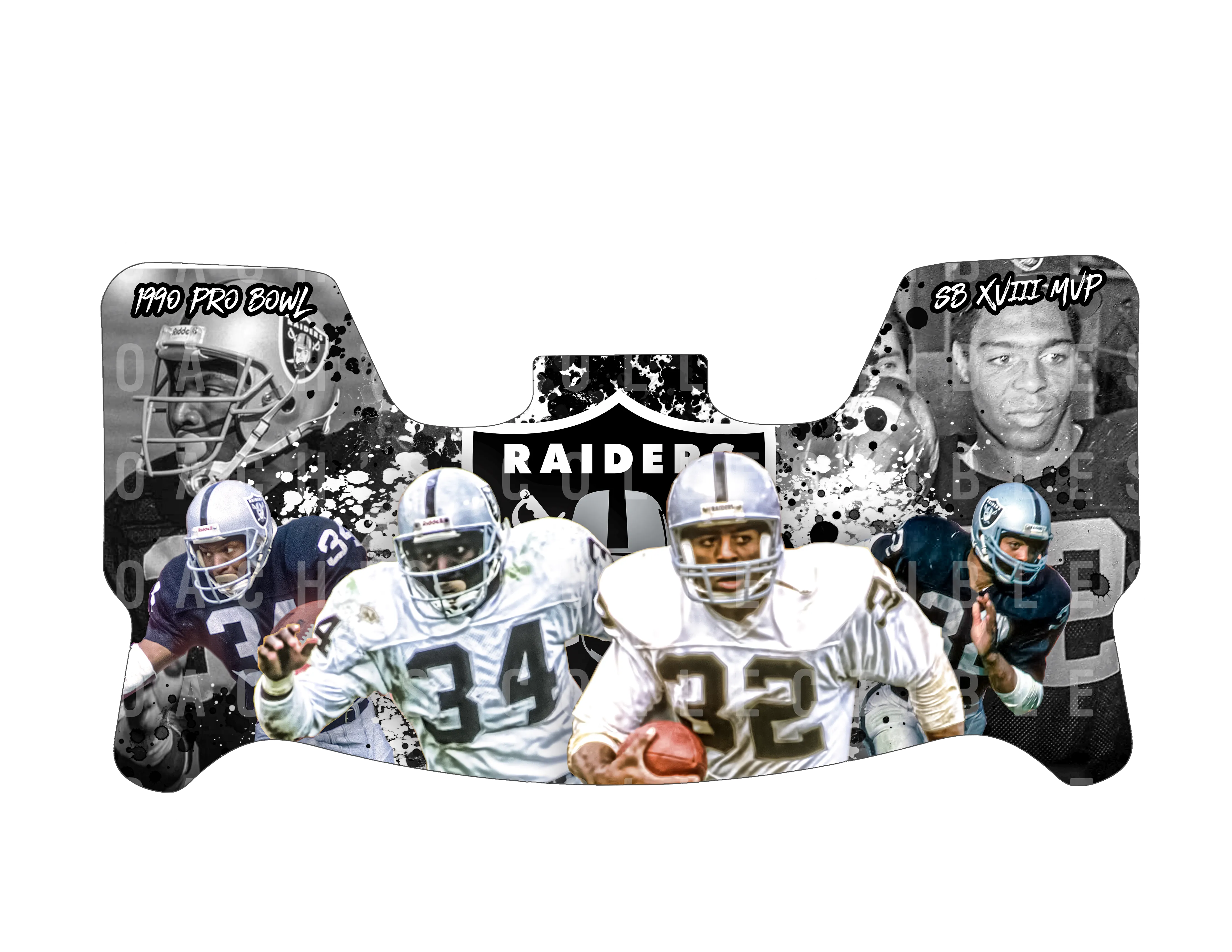 Bo Jackson & Marcus Allen Custom Visor for Any Full Size Riddell Helmet (Universal Fit)