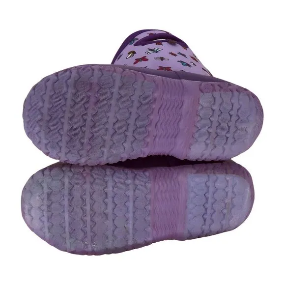 Bogs Purple &amp; Lavender Garden Bugs Durham Rain Boot Girls Shoes Size 3 Big Kid