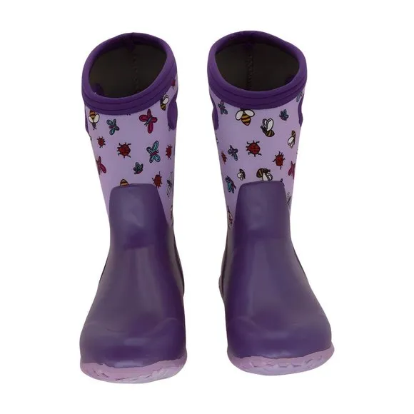 Bogs Purple &amp; Lavender Garden Bugs Durham Rain Boot Girls Shoes Size 3 Big Kid