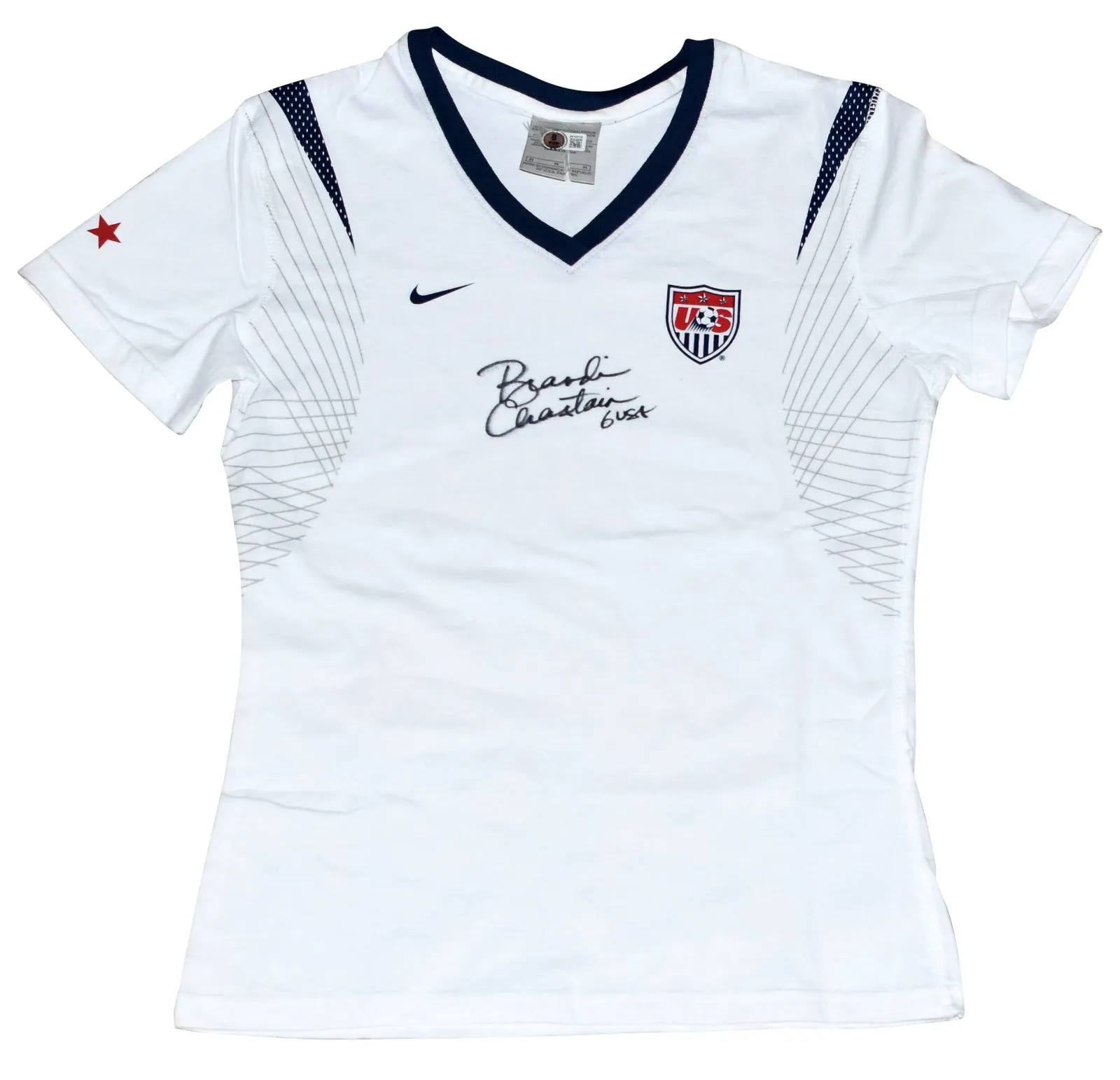BRANDI CHASTAIN SIGNED AUTOGRAPHED USWNT USA WOMEN'S NIKE SOCCER JERSEY BECKETT