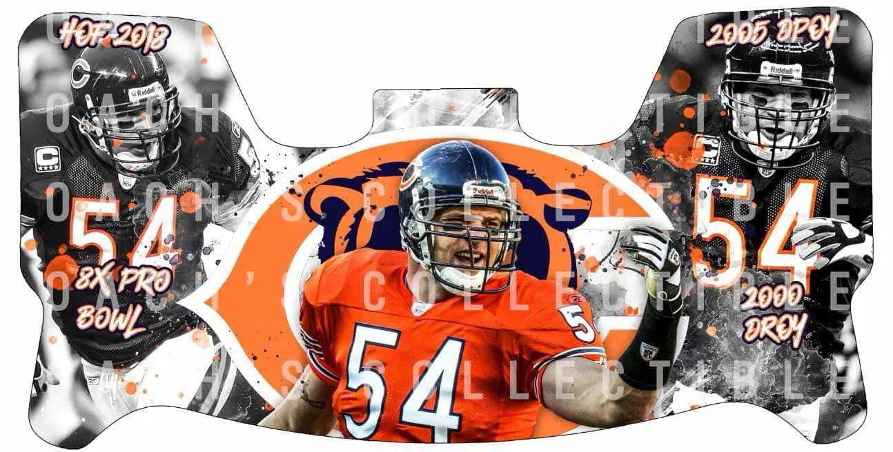 Brian Urlacher Custom Visor for Any Full Size Riddell Helmet (Universal Fit)