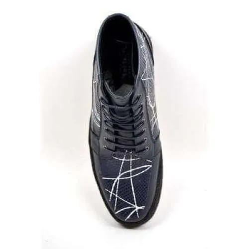 British Walkers Extreme Navy Leather High Top With Linear Design