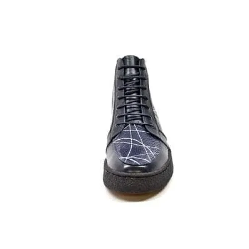 British Walkers Extreme Navy Leather High Top With Linear Design