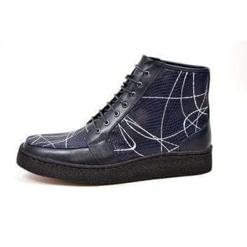 British Walkers Extreme Navy Leather High Top With Linear Design