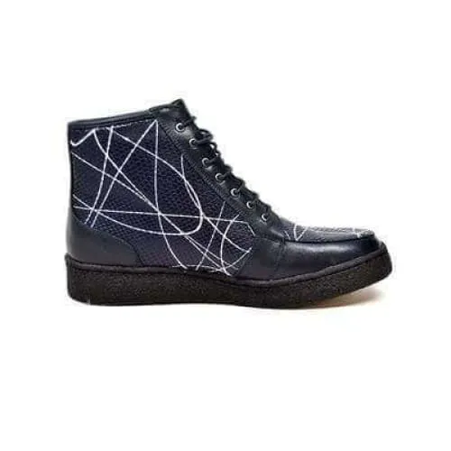British Walkers Extreme Navy Leather High Top With Linear Design
