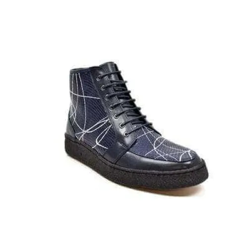 British Walkers Extreme Navy Leather High Top With Linear Design