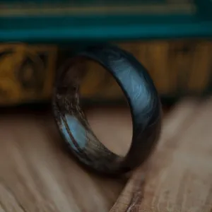 Buckeye Burl and Forged Carbon Fiber Mens Wedding Band
