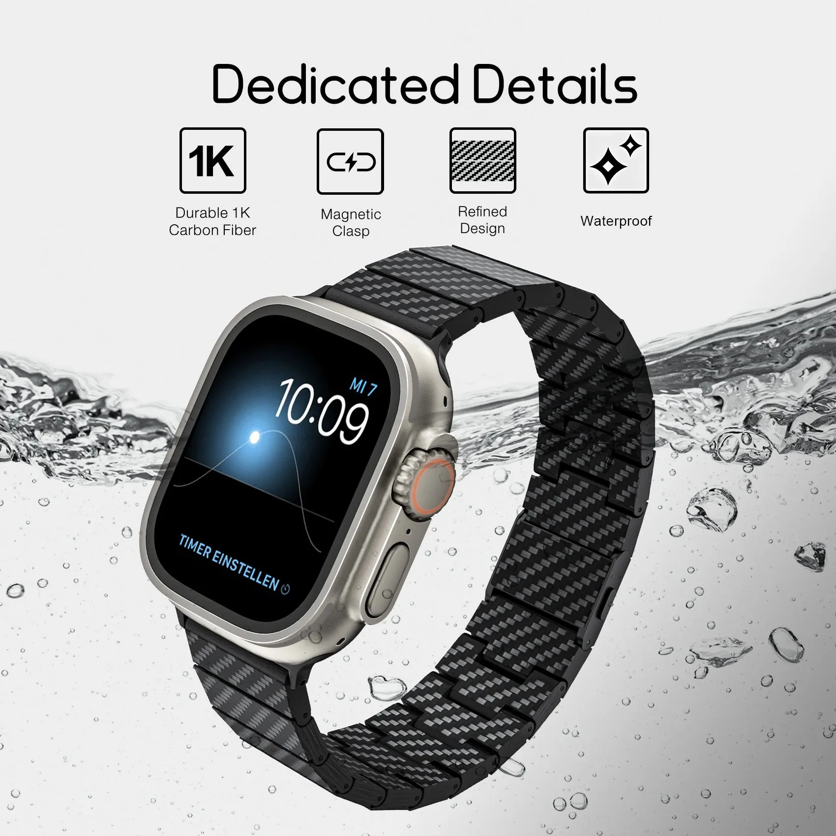 Carbon Fiber Band with Magnetic Clasp for Apple Watch