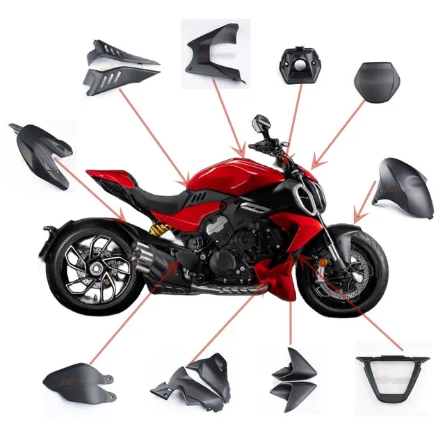 Carbon Fiber Front Fender Tank Cover Side Panel Trim Cowling For Ducati Diavel V4 2023  Full Carbon Fiber 100%