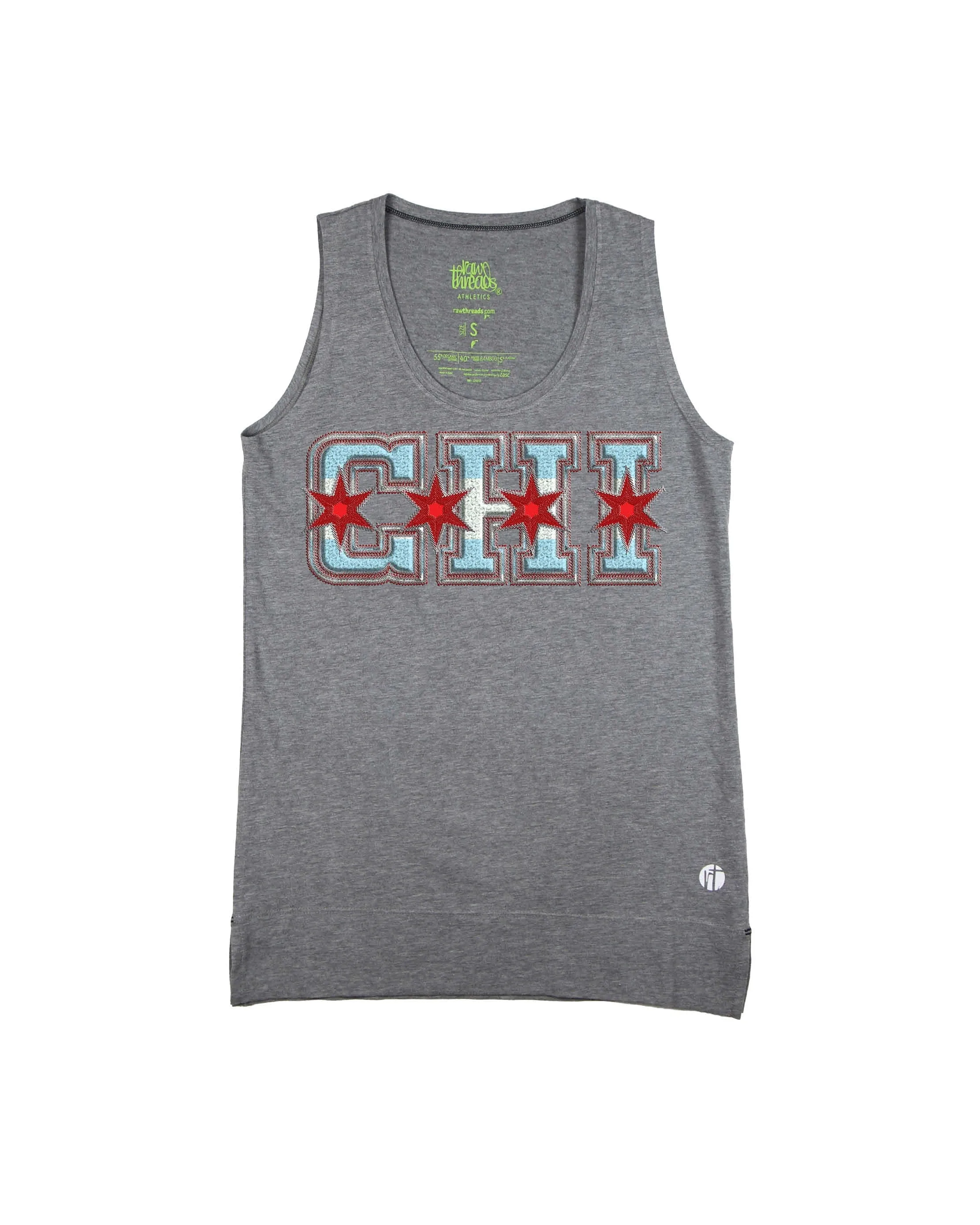 CHI Sorority Letters Heather Gray Equilibrium Tank