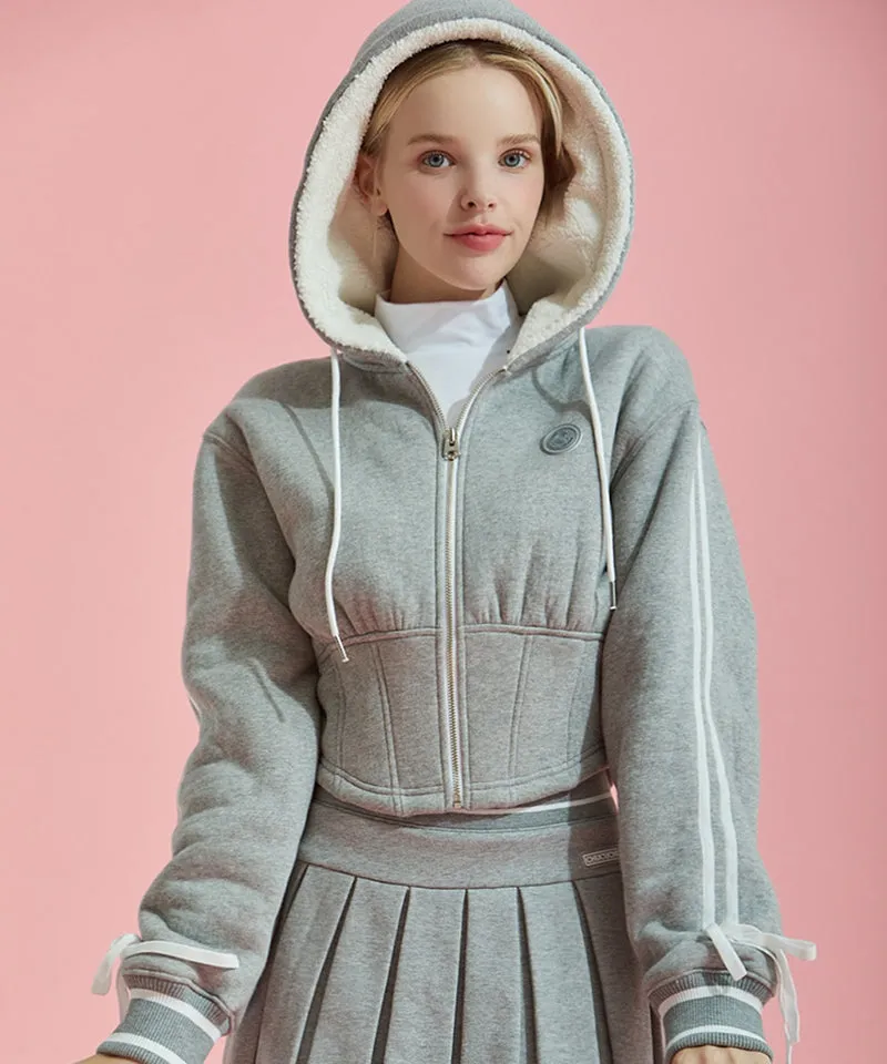 CHUCUCHU Ribbon Line Hooded Zip-up - Gray