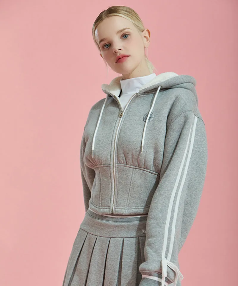 CHUCUCHU Ribbon Line Hooded Zip-up - Gray