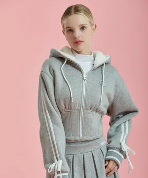 CHUCUCHU Ribbon Line Hooded Zip-up - Gray