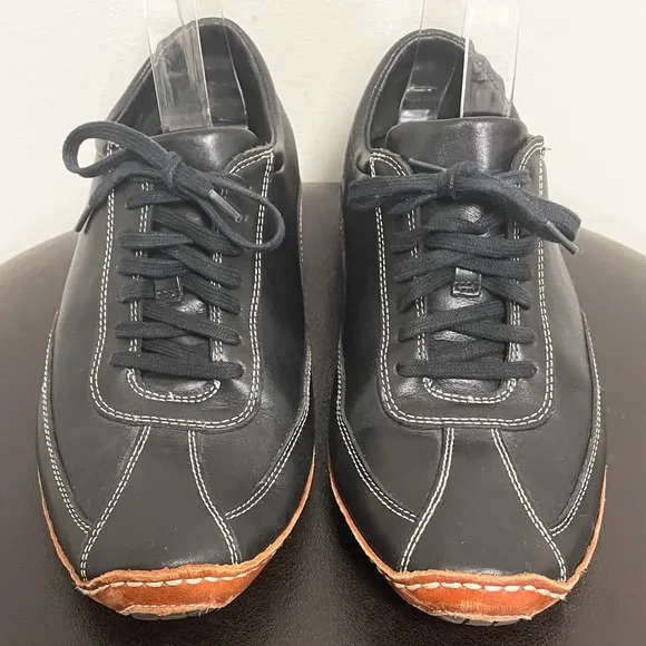 Cole Haan Nike Air Black Tan Brown Leather Lace Up Driving Sneakers 8.5 *no box*