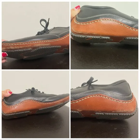 Cole Haan Nike Air Black Tan Brown Leather Lace Up Driving Sneakers 8.5 *no box*