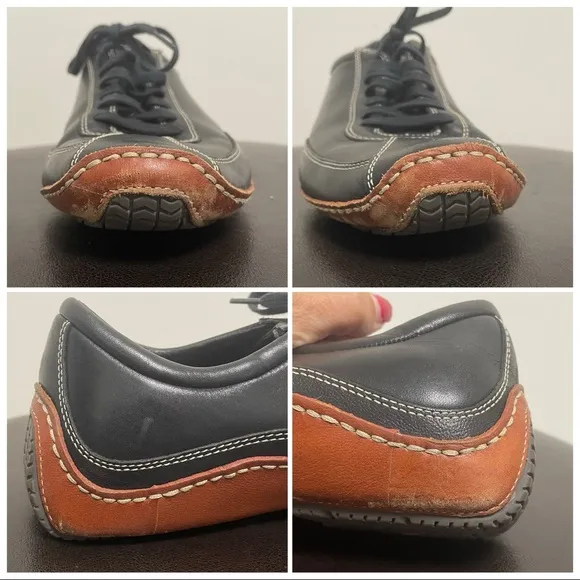 Cole Haan Nike Air Black Tan Brown Leather Lace Up Driving Sneakers 8.5 *no box*