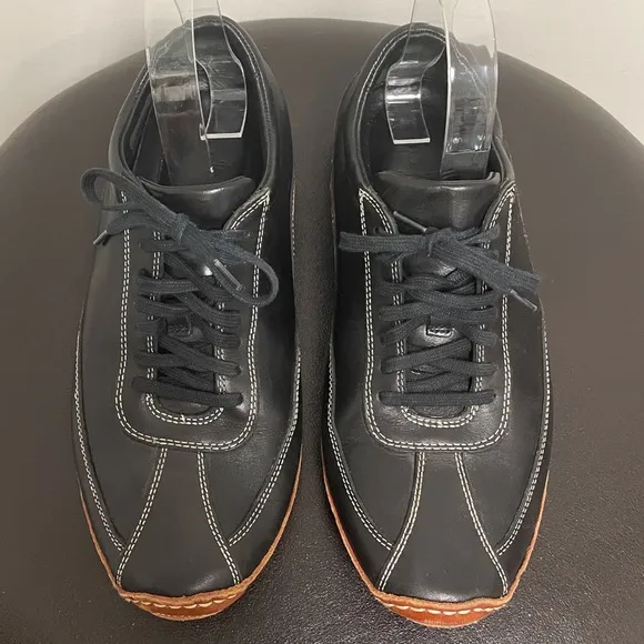 Cole Haan Nike Air Black Tan Brown Leather Lace Up Driving Sneakers 8.5 *no box*