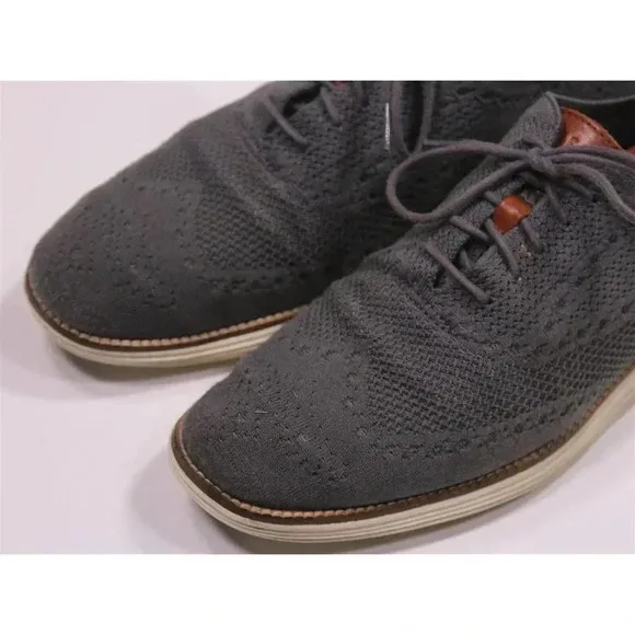 Cole-Haan ZeroGrand Stitchlite Gray Knit Wingtip Oxford Dress Shoes 11M