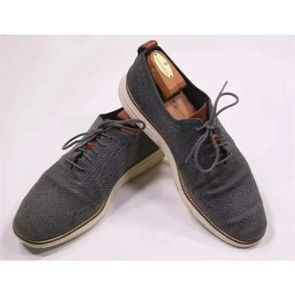 Cole-Haan ZeroGrand Stitchlite Gray Knit Wingtip Oxford Dress Shoes 11M