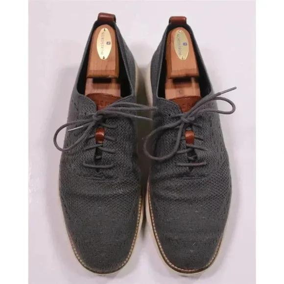 Cole-Haan ZeroGrand Stitchlite Gray Knit Wingtip Oxford Dress Shoes 11M