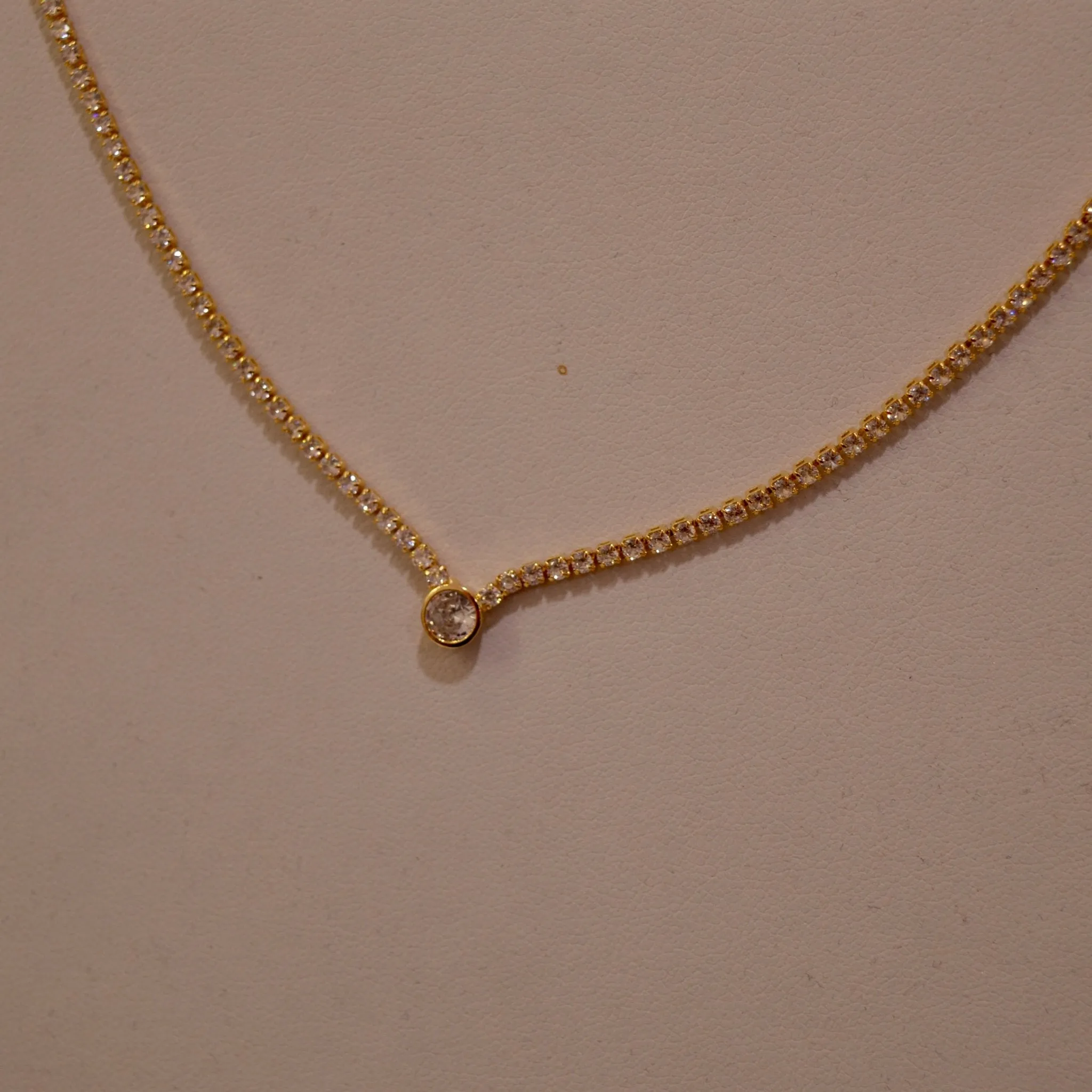 Collana oro tennis con strass e punto luce