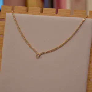 Collana oro tennis con strass e punto luce