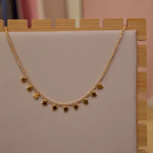 Collana oro tennis con strass e stelline