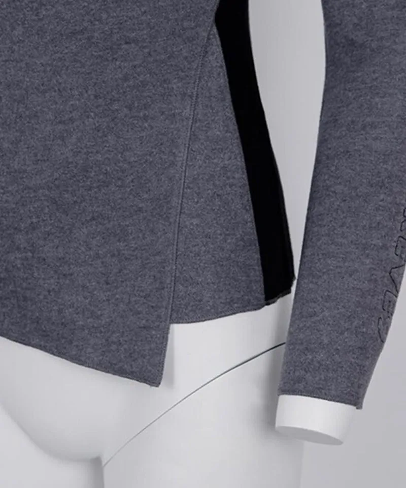 CREVE NINE: Slit High Neck T-Shirt - Charcoal