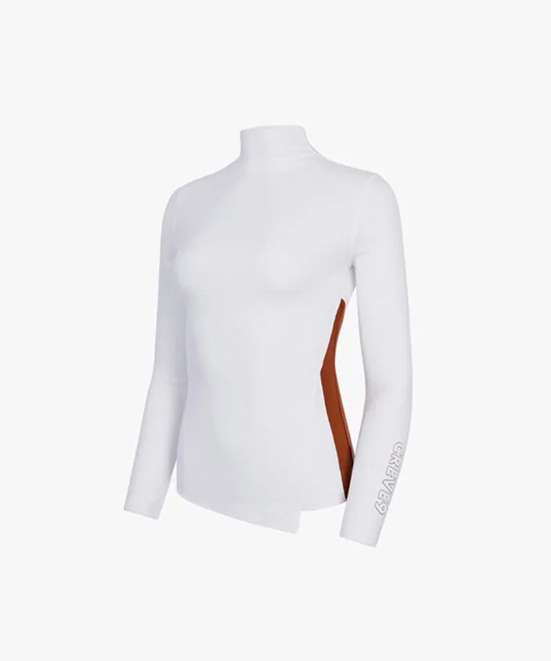 CREVE NINE: Slit High Neck T-Shirt - White