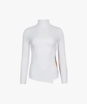 CREVE NINE: Slit High Neck T-Shirt - White