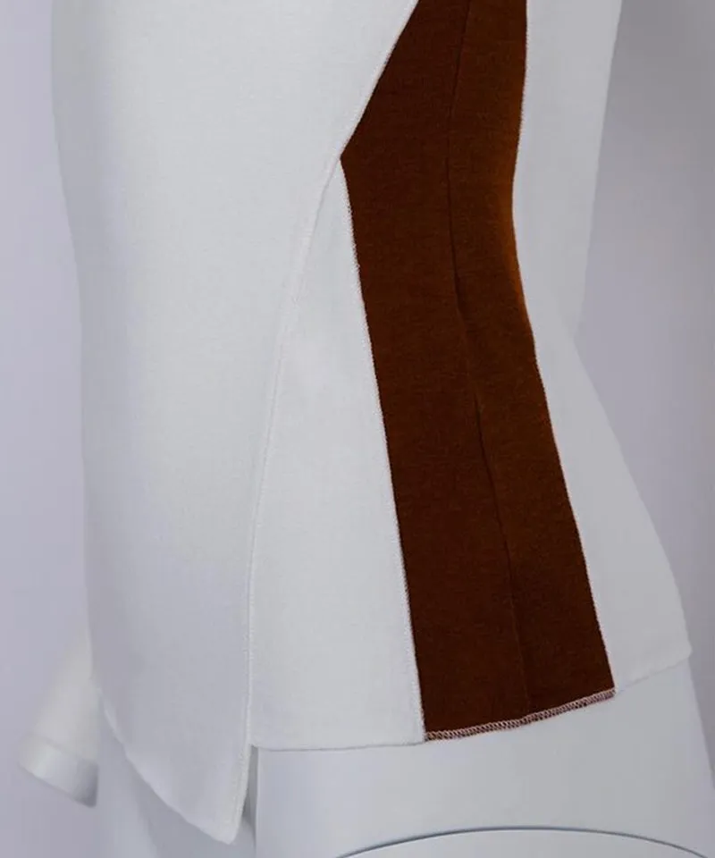 CREVE NINE: Slit High Neck T-Shirt - White