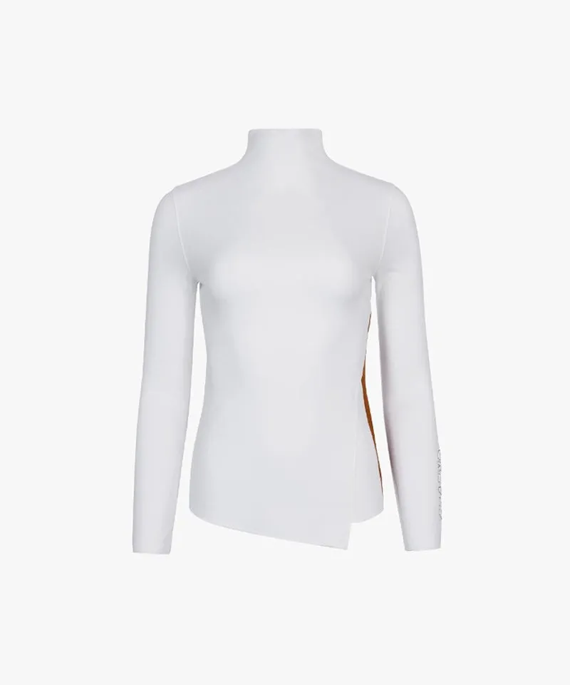 CREVE NINE: Slit High Neck T-Shirt - White