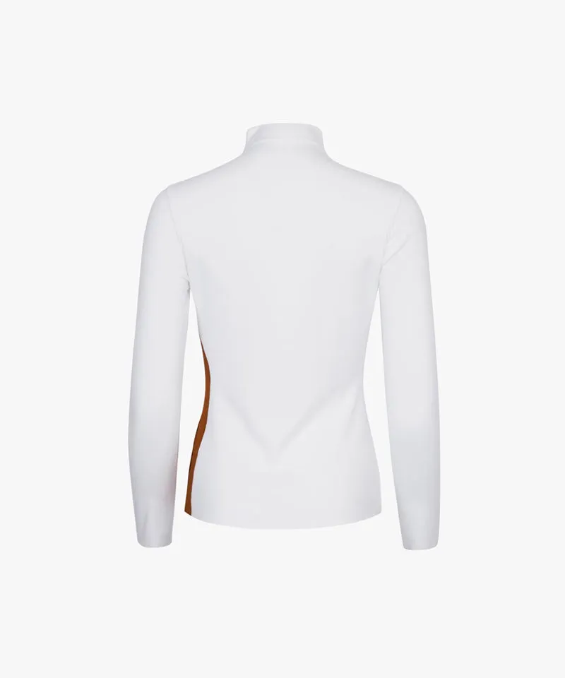 CREVE NINE: Slit High Neck T-Shirt - White