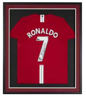 Cristiano Ronaldo Signed Framed Red Nike Manchester United 08 Champs Jersey BAS
