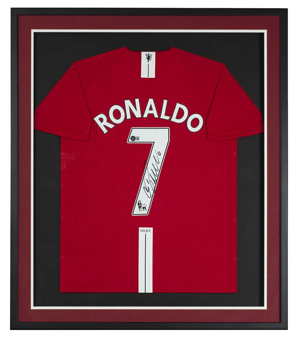 Cristiano Ronaldo Signed Framed Red Nike Manchester United 08 Champs Jersey BAS