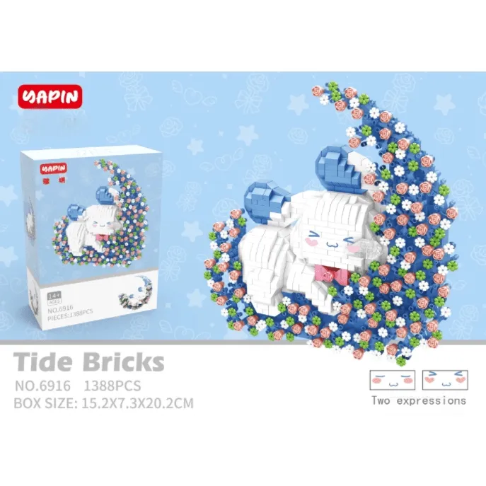 Cute LEGO Compatible Cinnamoroll Floral Moon Building Bricks