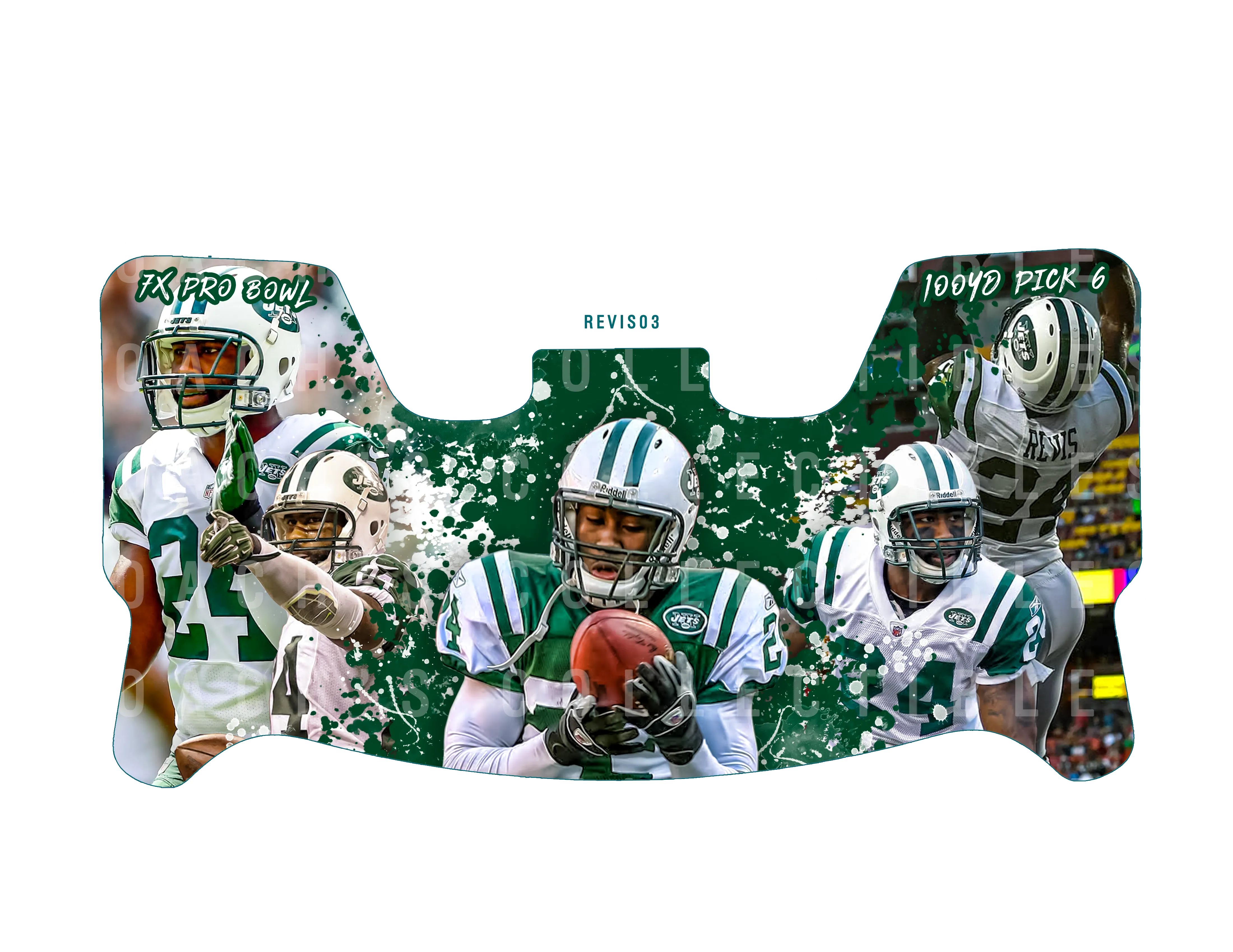 Darrelle Revis Custom Visor for Any Full Size Riddell Helmet (Universal Fit)