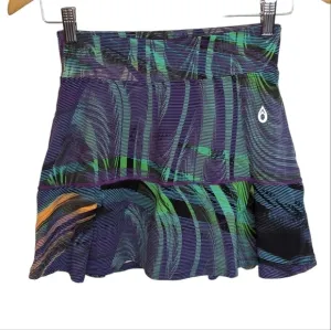 Dona Jo Geometric Print Multi-Color Ruffle Athleisure Casual Skirt Skort Size 1