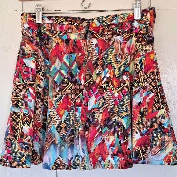 Donajo Abstract Colorful Print 14.5&quot; Skort Skirt SZ 2