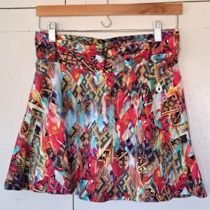 Donajo Abstract Colorful Print 14.5&quot; Skort Skirt SZ 2