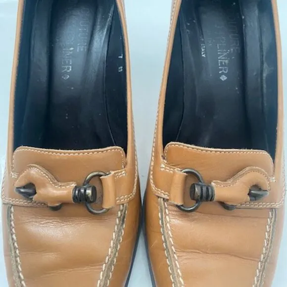 DONALD J. PLINER Italian Leather &quot;Rapid&quot; Tan/Camel Pump Heel Shoes 7