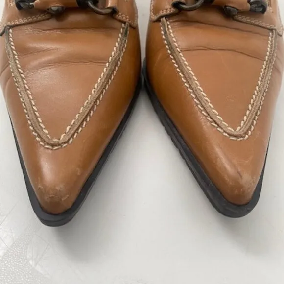 DONALD J. PLINER Italian Leather &quot;Rapid&quot; Tan/Camel Pump Heel Shoes 7