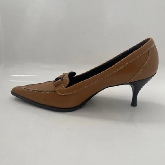 DONALD J. PLINER Italian Leather &quot;Rapid&quot; Tan/Camel Pump Heel Shoes 7