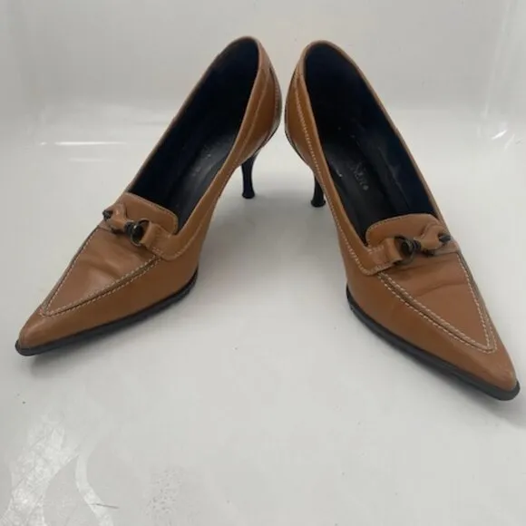 DONALD J. PLINER Italian Leather &quot;Rapid&quot; Tan/Camel Pump Heel Shoes 7