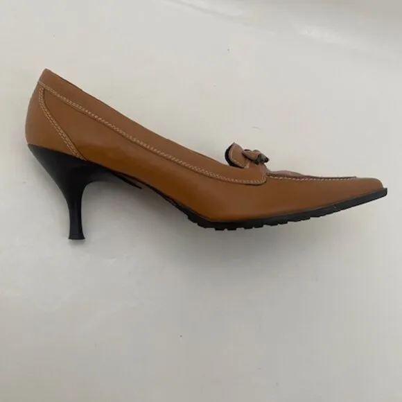 DONALD J. PLINER Italian Leather &quot;Rapid&quot; Tan/Camel Pump Heel Shoes 7
