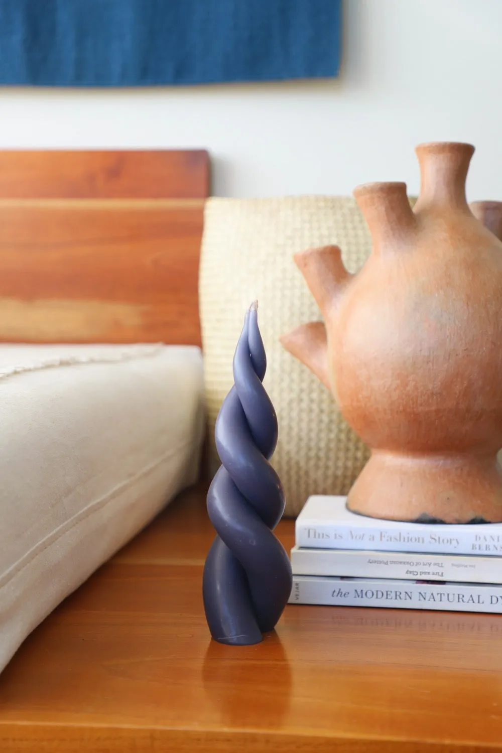Double Spiral Beeswax Candle | Indigo