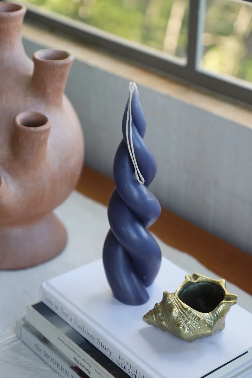 Double Spiral Beeswax Candle | Indigo