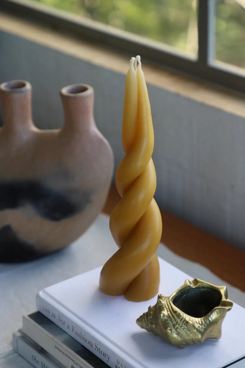 Double Spiral Beeswax Candle | Natural
