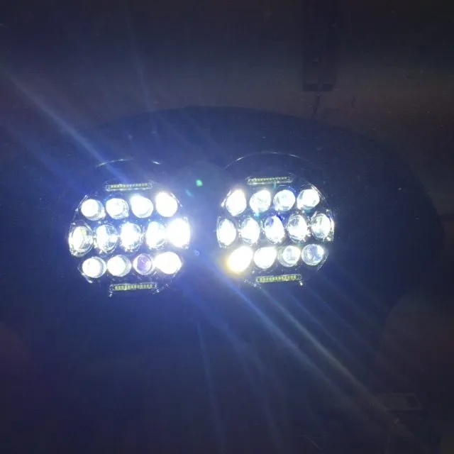 DUAL 7" DAYMAKER 2014 - 2018   75 WATT LED Replacement ROAD GLIDE Chrome Light Bulb Headlight Harley   Bezel
